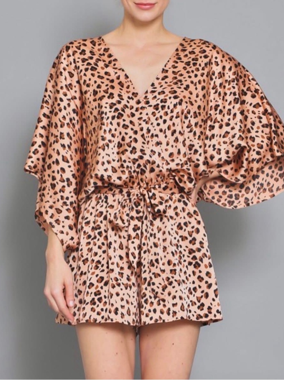 Aakaa Leopard Satin Kimono Core Romper- PRELOVED ❤️ Worn very little ✨